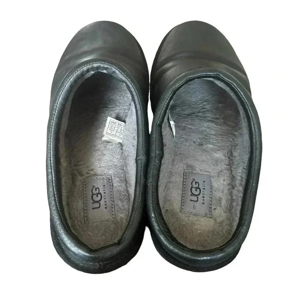 UGG Classic Clog Men Round Toe Leather Black Slipper Size 10 - Picture 4 of 10